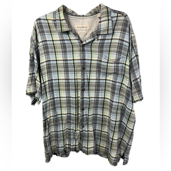 Tommy Bahama Other - Tommy Bahama Men’s 100% Silk Plaid Short Sleeve Button‎ Down Shirt- Size XL